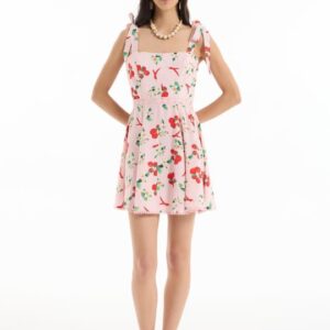 Şerit Detaylı Elbise Pembe