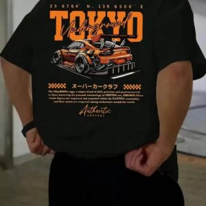 Erkek Turuncu Spor Araba Grafik Tişört